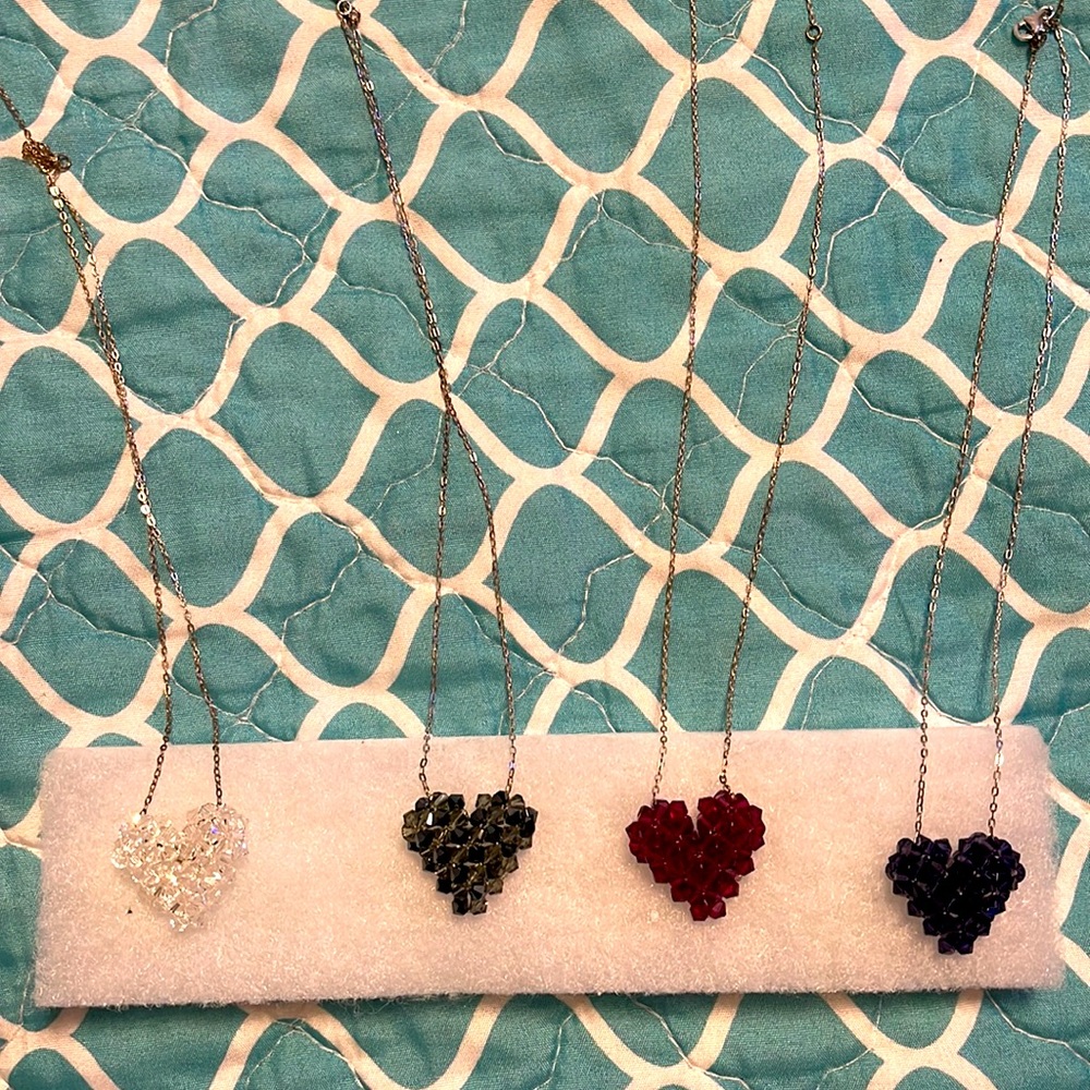 White silver red purple heart
